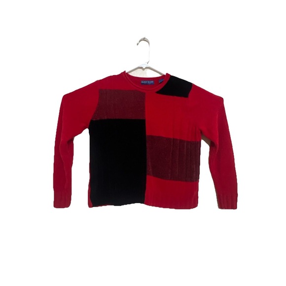 Karen Scott Sz Petite Small Red Black Knit Long Sleeve‎ Sweater Pullover, Soft ! - Picture 1 of 12